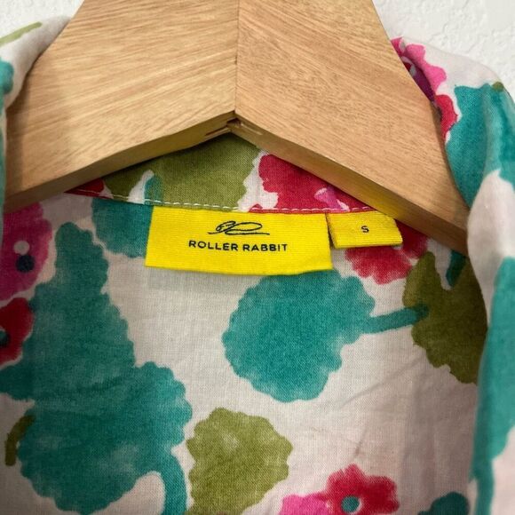 Roller Rabbit Floral Long Sleeve Button Down Pajama Shirt Women's Size Small - Picture 4 of 5